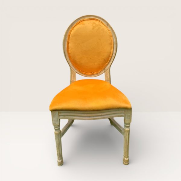 Louis Cane Chair (Orange Velvet)