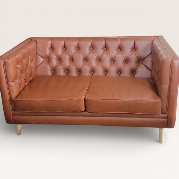 Brown Tufted Leather Sofa