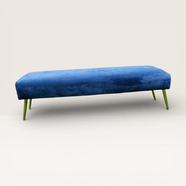 Blue Velvet Sage Fabric Bench