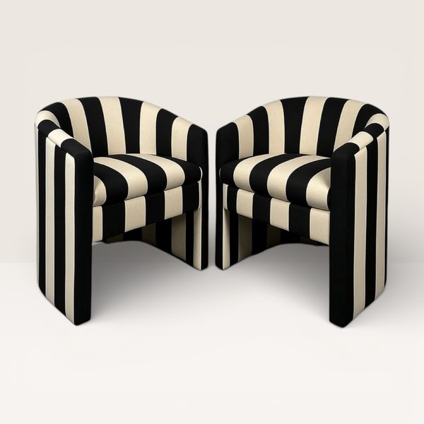 Black and White Striped Lounge Chairs
