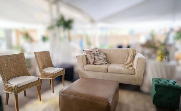 Ivory Tufted Sofa Set